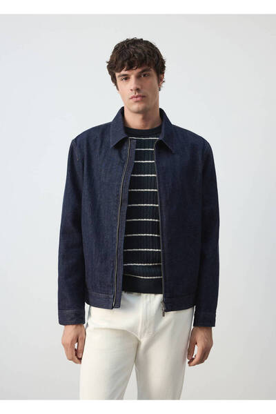 MANGO Man Fermuarlı jean ceket