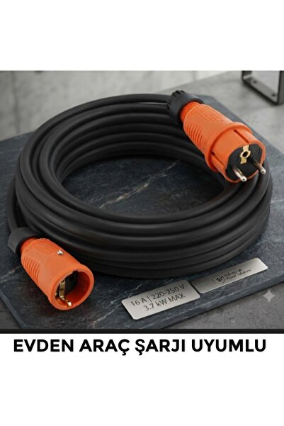 REKORLU Araç Şarjı Uyumlu (20 Metre) (3x2.5 Ttr HES VEYA ÖZNUR KABLOLU Tam Bakır)(Fişler REKORLU Halojen Free ) Uzatma Seyyar