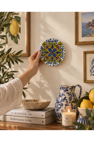 unique florya Etnik Desenli Dekoratif Duvar Tabağı 18 cm – El Yapımı