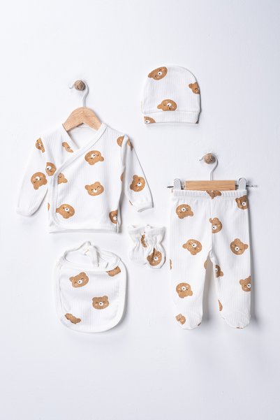 Noone Minoti 100% Cotton 5-Piece Hospital-Issued Newborn Baby Set