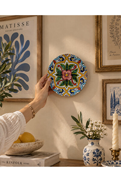 unique florya Etnik Desenli Dekoratif Duvar Tabağı 18 cm – El Yapımı