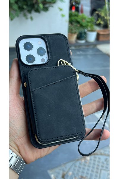 EDELFU iPhone 14 PRO MAX uyumlu - Cüzdan Kimlik Kart Bölmeli ve Bileklik Apar...