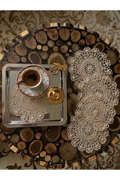 MRK Wosso Model 6 Pieces Tulle Lace Cocktail Napkin Coaster Presentation Napk...
