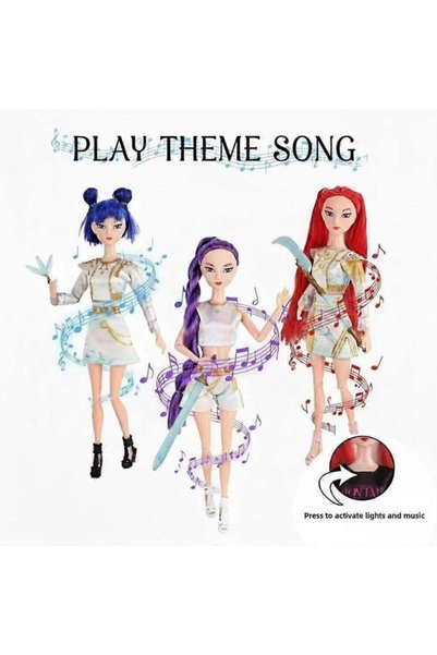 KPop Demon Hunters Sining Girls Kpop Toy Dolls, Musical - Collectible Vinyl D...