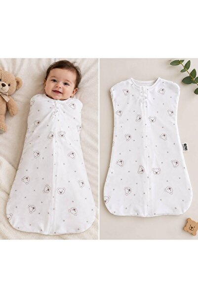 Billy Baby Unisex Bebek Ayıcık Desenli %100 Pamuk Fermuarlı Kundak Uyku Tulum...