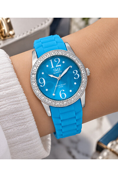 Q&Q Women's Wristwatch with Silicone Strap and Zircon Stones, Casual and Styl...