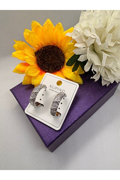 XUPING JEWELRY Zircon Stone Silver Color X Model Steel Hoop Earrings