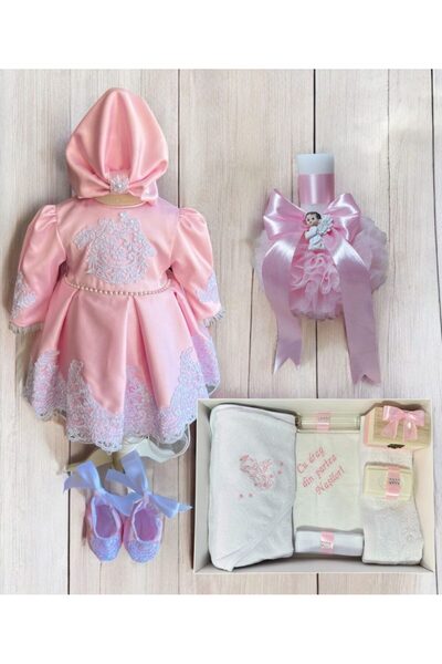 Botez cu Alina Set complet botez fetita Andreea –roz bombon cu tematica ingeras