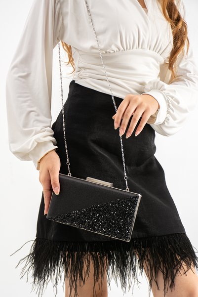 efnanstore Evening Bag with Half-Stone Details
