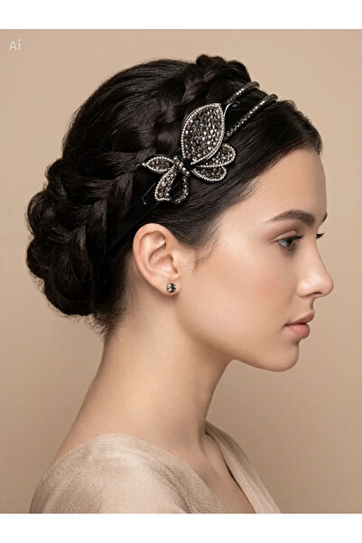 EVREUX Stylish Plastic Crown with Crystal Stone and Butterfly Detail