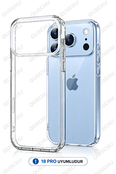 QUSCHU iPhone 18 Pro İçin Sararmaz Sert Mika Şeffaf Kılıf
