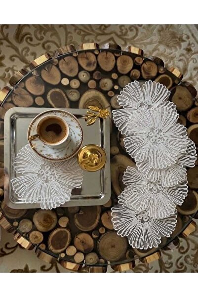MRK Model Wosso 6 Pieces Tulle Lace Cocktail Napkin Coaster Presentation Napk...
