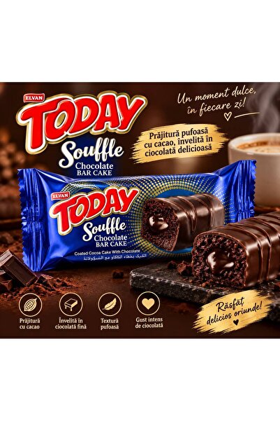 Elvan TODAY Souffle Chocolate Bar Cake – Chocolate-covered cocoa cake 45GR 24PCS