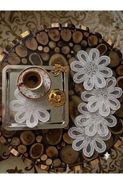 MRK Wosso Model 6 Pieces Tulle Lace Cocktail Napkin Coaster Presentation Napkin
