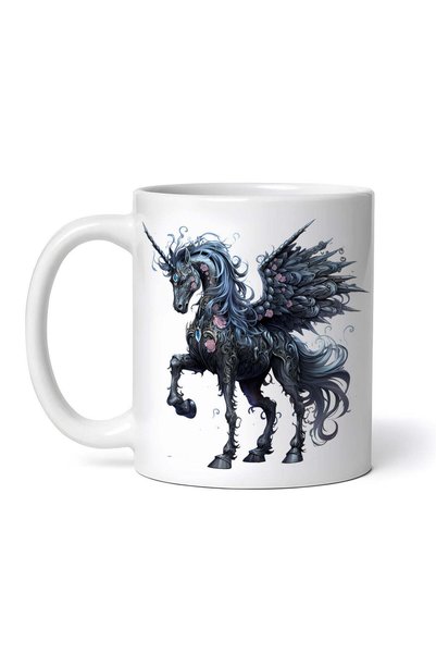 INOVATIX Personalized white mug, Halloween Black Unicorn with wings, INOVATIX...