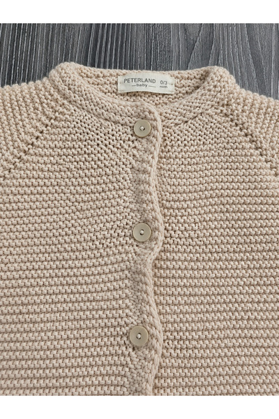 altıntop bebe Baby 100% Cotton Knitted Cream Buttoned Knitwear Cardigan