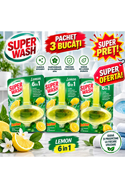 Super wash Σούπερ Πακέτο 3 x SuperWash Λεμόνι 6 σε 1, Αποσμητικό Τουαλέτας, Κ...