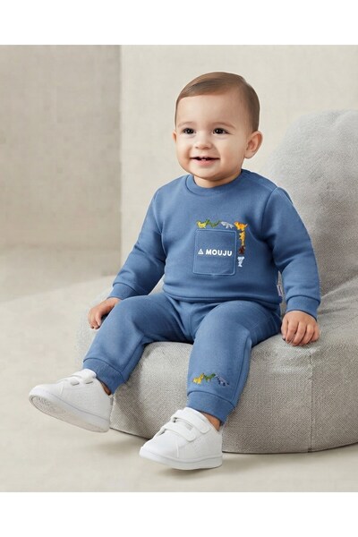 voyyo kids baby Baby Boy Winter 3 Threaded Yarn Dinosaur Printed 6-9-12-18-24...