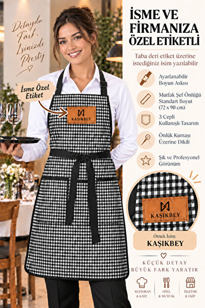 KAŞIKBEY KB CHEF İsme Firmanıza Özel Deri Etiketli Garson Barista Şef Önlüğü ...