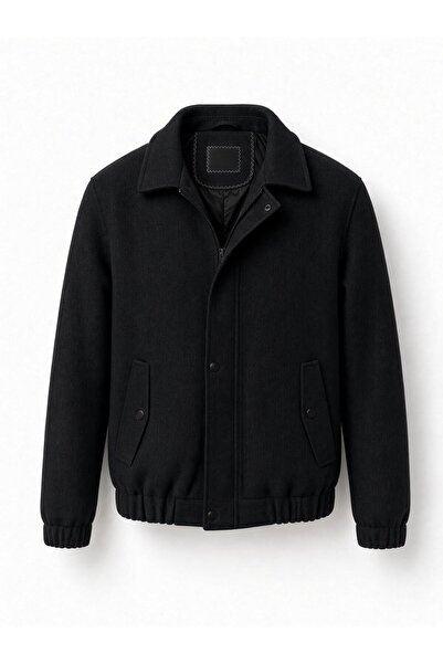 Oksit Harrington Fermuarlı Bomber Kaşe Ceket Mont - Slim Fit Klasik Yaka