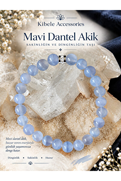 Doğaltaş Mavi Dantel Akik Bileklik
