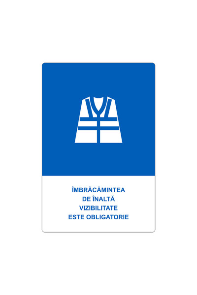 PAS Indicator Îmbrăcăminte de înaltă vizibilitate obligatorie, placa PVC rigid 4 mm, 20 x 30 cm