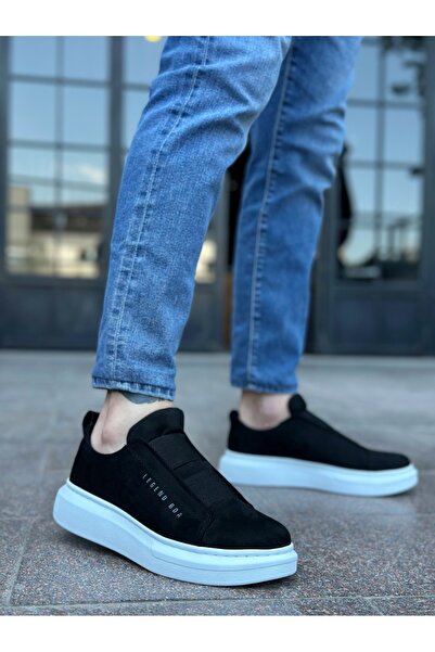 BOA Aba0307 Thick Suede Double Tape Black White Sole Men's Shoes