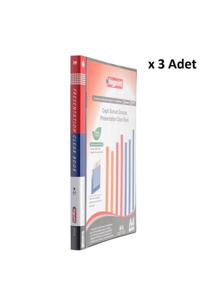 Bigpoint Presentation File with Pockets 30 Pieces Black X 3 Pieces