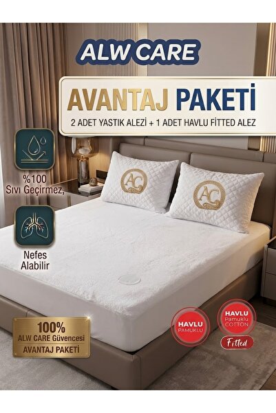 Avantaj Paketi 160 x 200 Havlu Fitted Alez + 2 Adet Havlu Yastık Alezi
