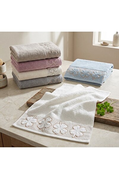 KarasiHome Kadife Yonca Desenli 30*50 cm 6'lı Mutfak Havlusu - Çeyizlik - Hediyelik