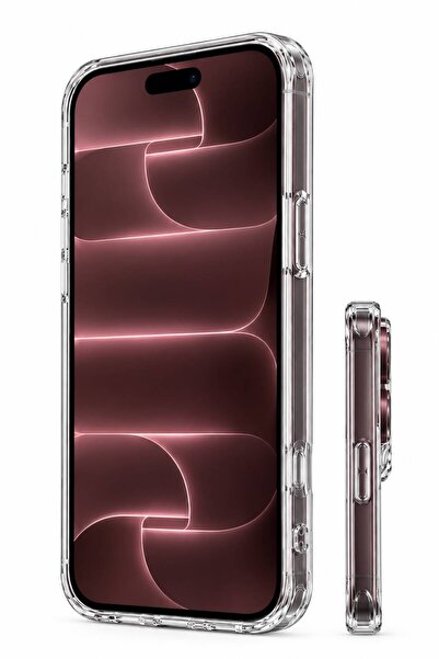 n noppax İphone 18 Pro Max Şeffaf Kalın Kenarlı Darbe Önleyici Kılıf
