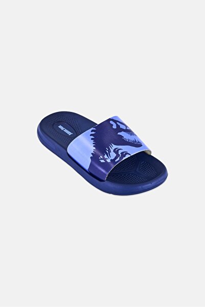 Jurassic Park Kids Boy Graphic Print Slip On Slides, Navy
