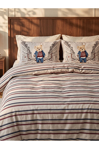 LC Waikiki طقم غطاء لحاف مزدوج من القطن مطبوع عليه دب من LCW HOME