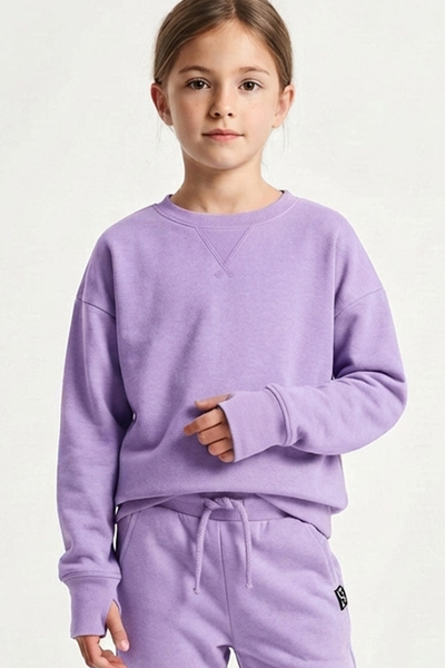 Colorinas Comfy V Crew Neck Finger-Loop Sweatshirt