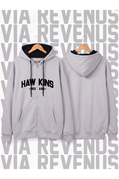 Vordevia Hawkins - Indiana Printed Unisex Zippered Hooded Sweatshirt Cardigan