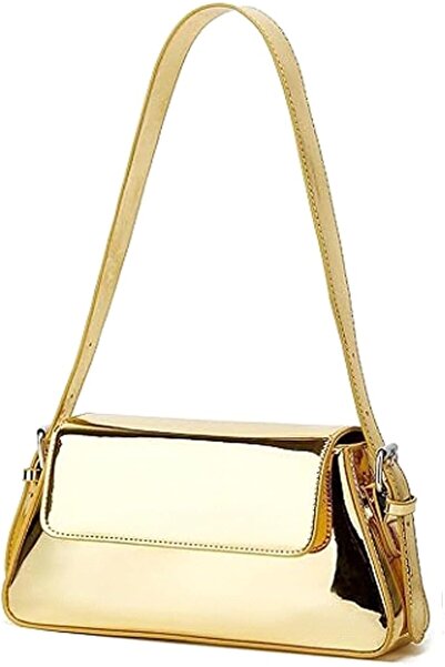 GENERAL Silver Bag Evening Clutch Bag Sparkly Satchel Patent Leather Y2K Hand...