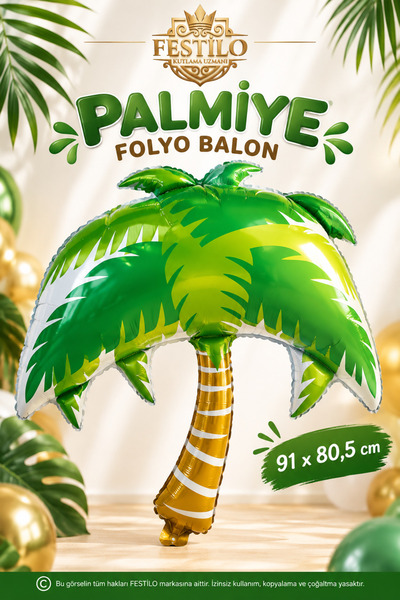 FESTİLO Palm Tree Foil Balloon 91X80.5 cm Tropical Party Birthday Decoration ...