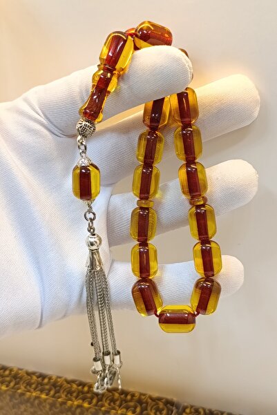 11*14mm Osmanlı Benzetme Efe Maskot Şakşak Orijinal Ateş Kehribar Tesbih 17 Habbeli