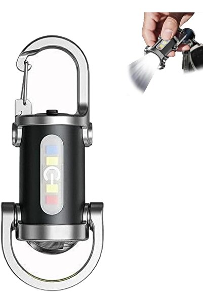ALMEKAQUZ Mini Keychain Flashlight,Black LED Rechargeable Light