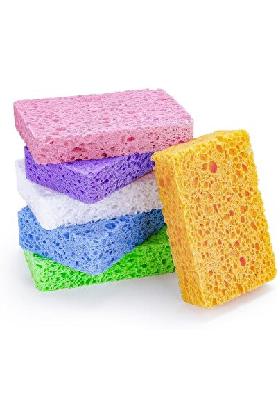 ALMEKAQUZ 6 Pcs Kitchen Sponges, Wood Pulp Sponge for Dish Soft Non Scratches...