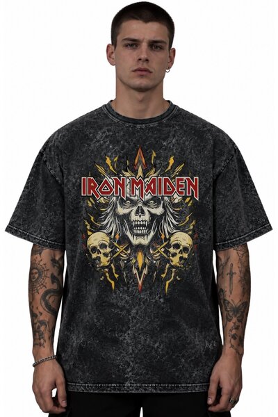 SEVBANO Iron Maiden Rock Metal Music Band Printed Unisex Oversized Vintage Wa...