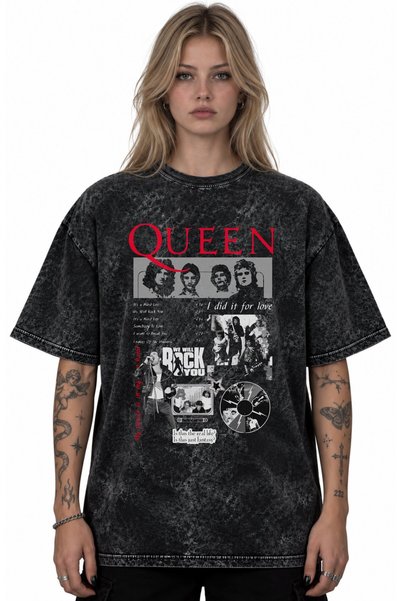 SEVBANO Tricou unisex supradimensionat, vintage, lavabil, cu imprimeu Queen M...