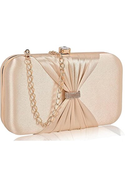 Adisan Publishing AB ADISA Women Girls Party Clutch Bag with Bow and Gold Chain