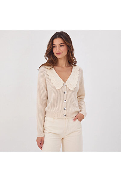 TALY Selani̇k Lace Embroidered Knitted Cardigan