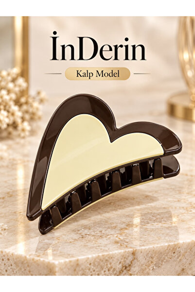 İnDerin Heart Model Large Size Hair Clip 1 Piece – 4 Color Options