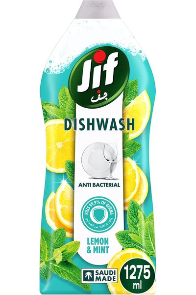 JIFAR JIF Antibacterial Dishwashing Liquid, Lemon & Mint, 1275ml