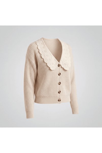 TALY Selani̇k Lace Embroidered Knitted Cardigan