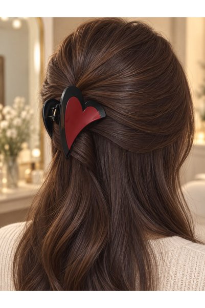 İnDerin Heart Model Large Size Hair Clip 1 Piece – 4 Color Options