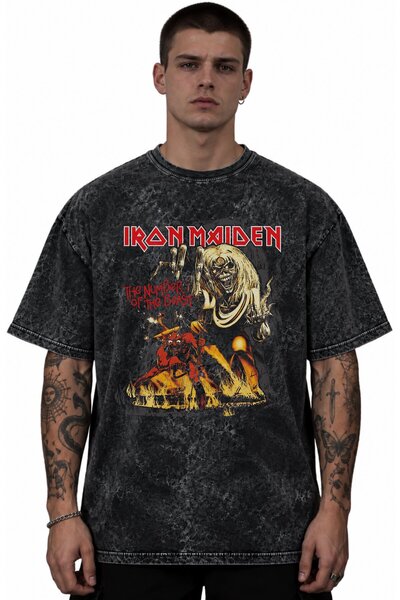 SEVBANO Iron Maiden Rock Metal Music Band Printed Unisex Oversized Vintage Wa...