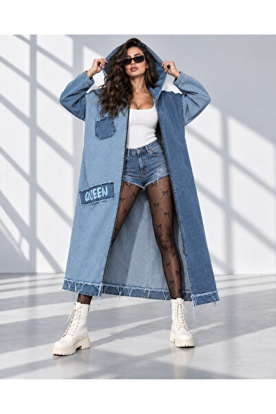 shE tekstil Πλενόμενο λεπτό τζιν μπουφάν oversize